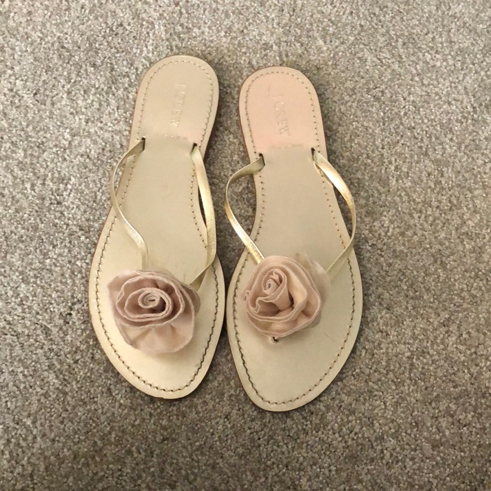 J Crew Gold Flip Flops